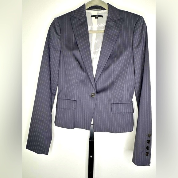 Hugo Boss Jackets & Blazers - Hugo Boss Cropped Blazer - Dark Grey with White Pinstripe One-Button
